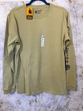 Carhartt women’s  Long-Sleeve Tee in Olive Drab with Sleeve Logo